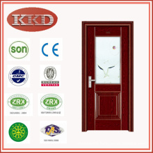 Glass Inserted Steel Wood Interior Door JKD-1211 for Bedroom and Kitchen